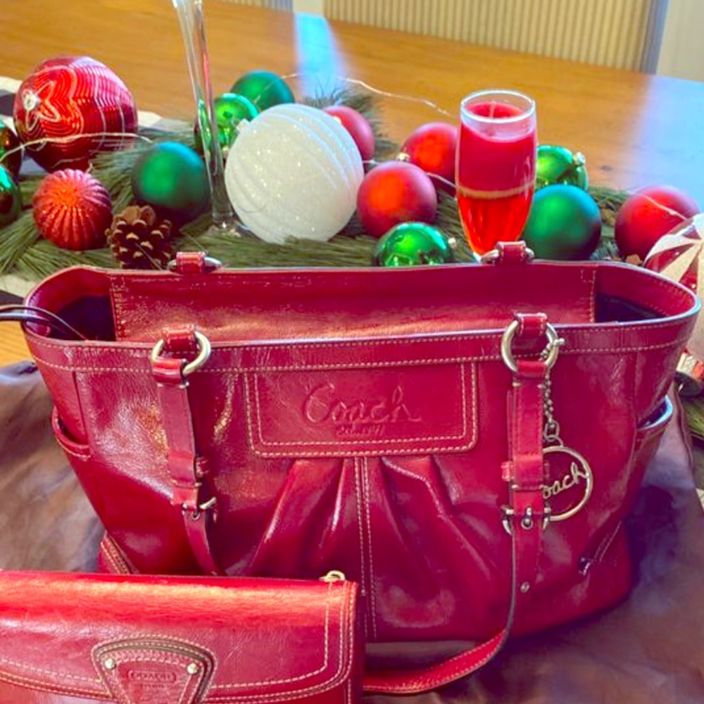 Coach red purse and wallet set